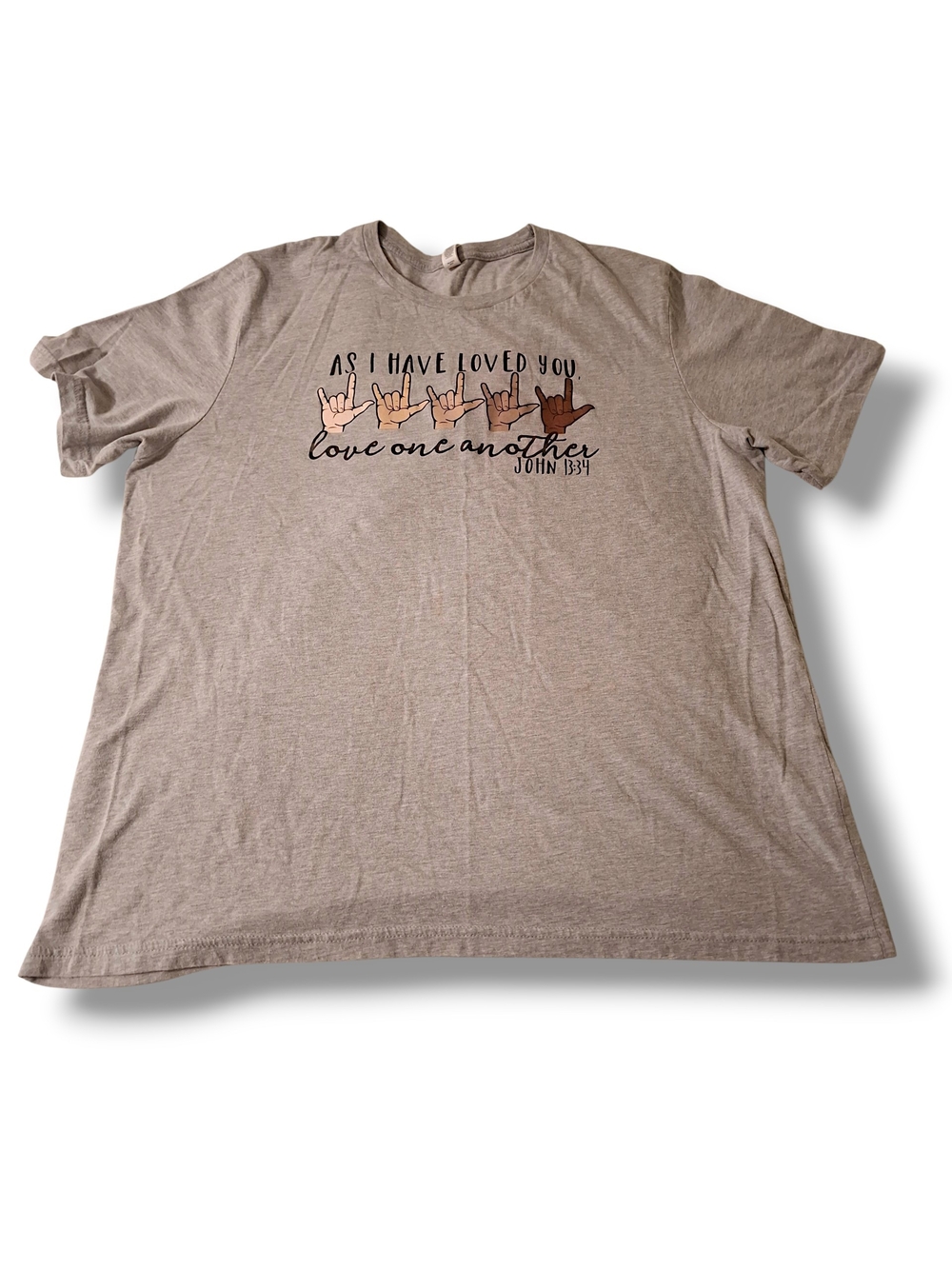 Women's Plus Size Gray Short Sleeve Tee Bible Verse Multicolor Hand Graphic